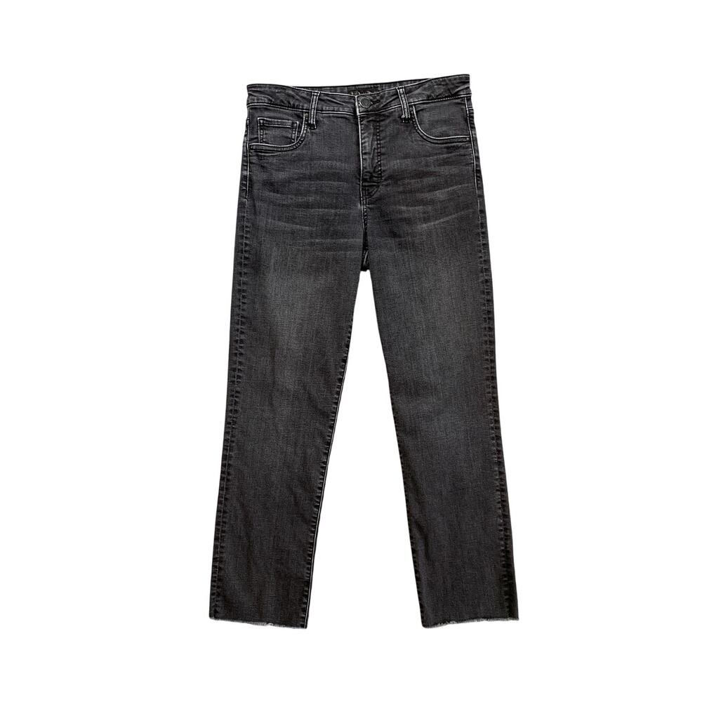 Kut From The Kloth Jeans Womens 8 Faded Black FAB AB Ankle Straight Leg Raw Hem